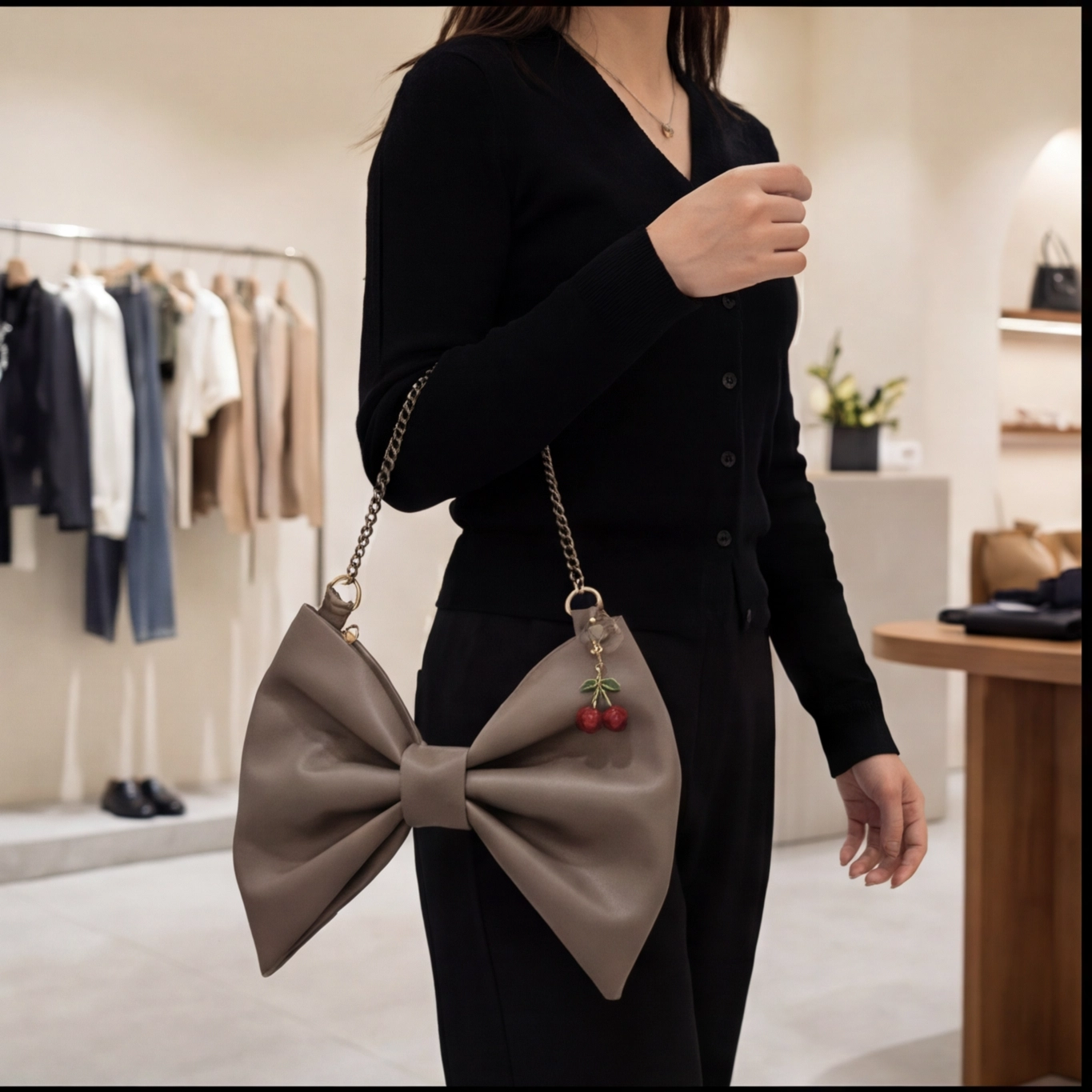 Bella Luna Beige - Bow Purse - Image 4